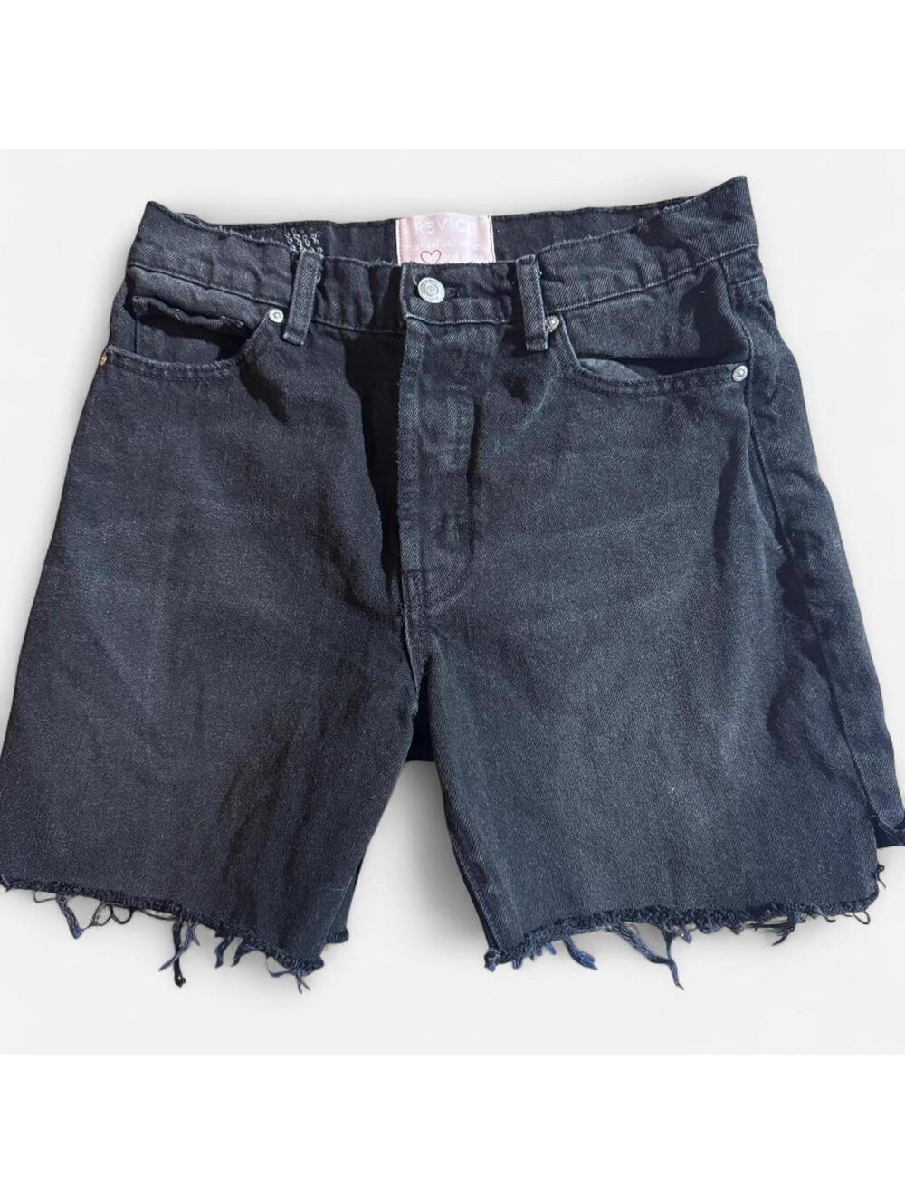 Revice Black Distressed Denim Cutoff Shorts, Size 29